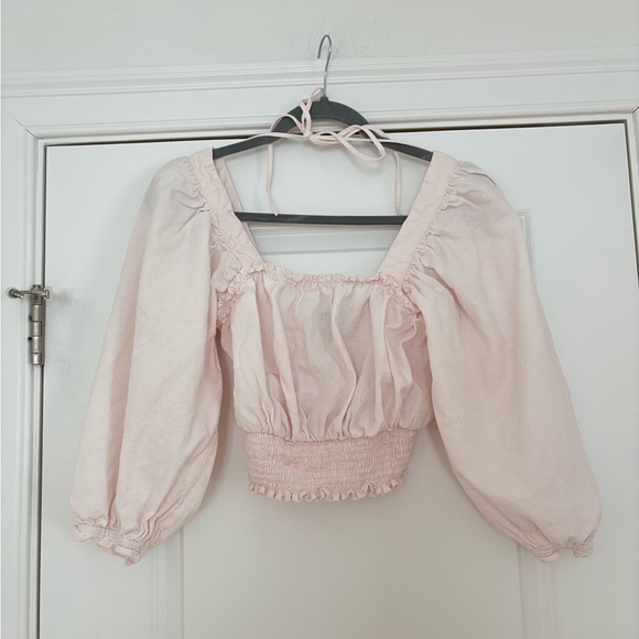 Forever 21 Tops - Women's White Smocked Peasant Crop Top